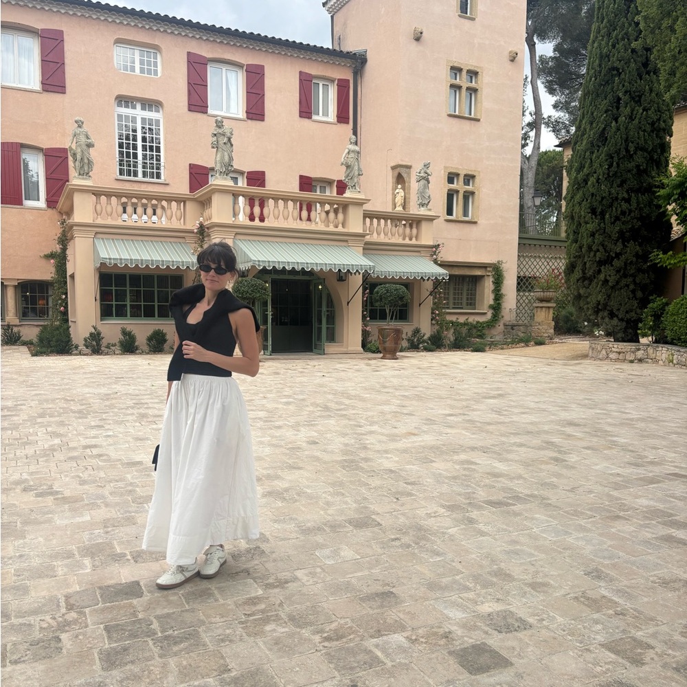 Être Aimé Poplin White Maxi Skirt